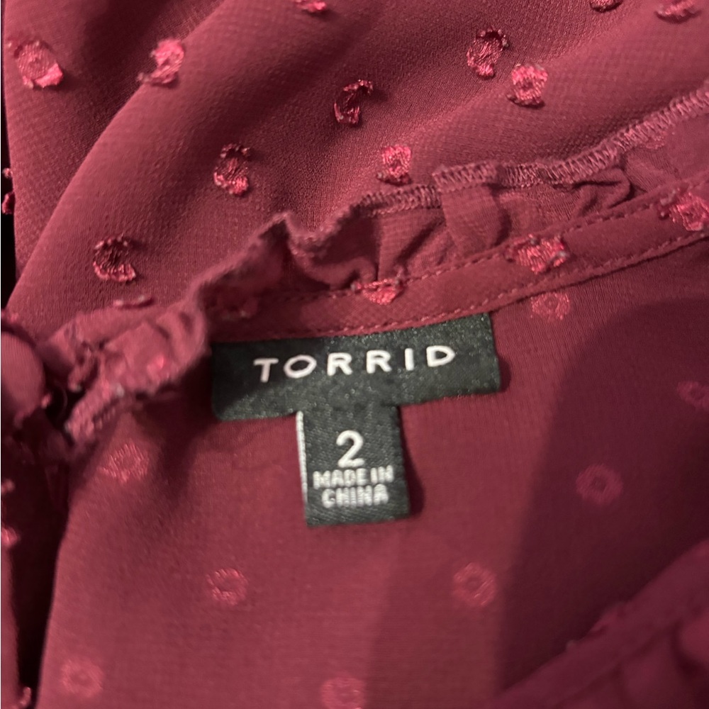 Torrid Burgundy Sheer Blouse - Picture 3 of 3